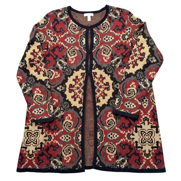 Charter Club Longline Cardigan Jacket Medallion Print Boho Aztec Western Size 2X - Picture 1 of 10